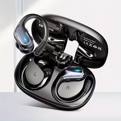 Wireless Headphones, Earbuds Wireless Running with ENC Noise Cancelling Mic, TWS Earphones 3D Deep Bass Over Ear, Sports Ear buds Earhooks for iOS/Android