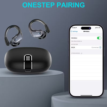 Wireless Headphones, Earbuds Wireless Running with ENC Noise Cancelling Mic, TWS Earphones 3D Deep Bass Over Ear, Sports Ear buds Earhooks for iOS/Android